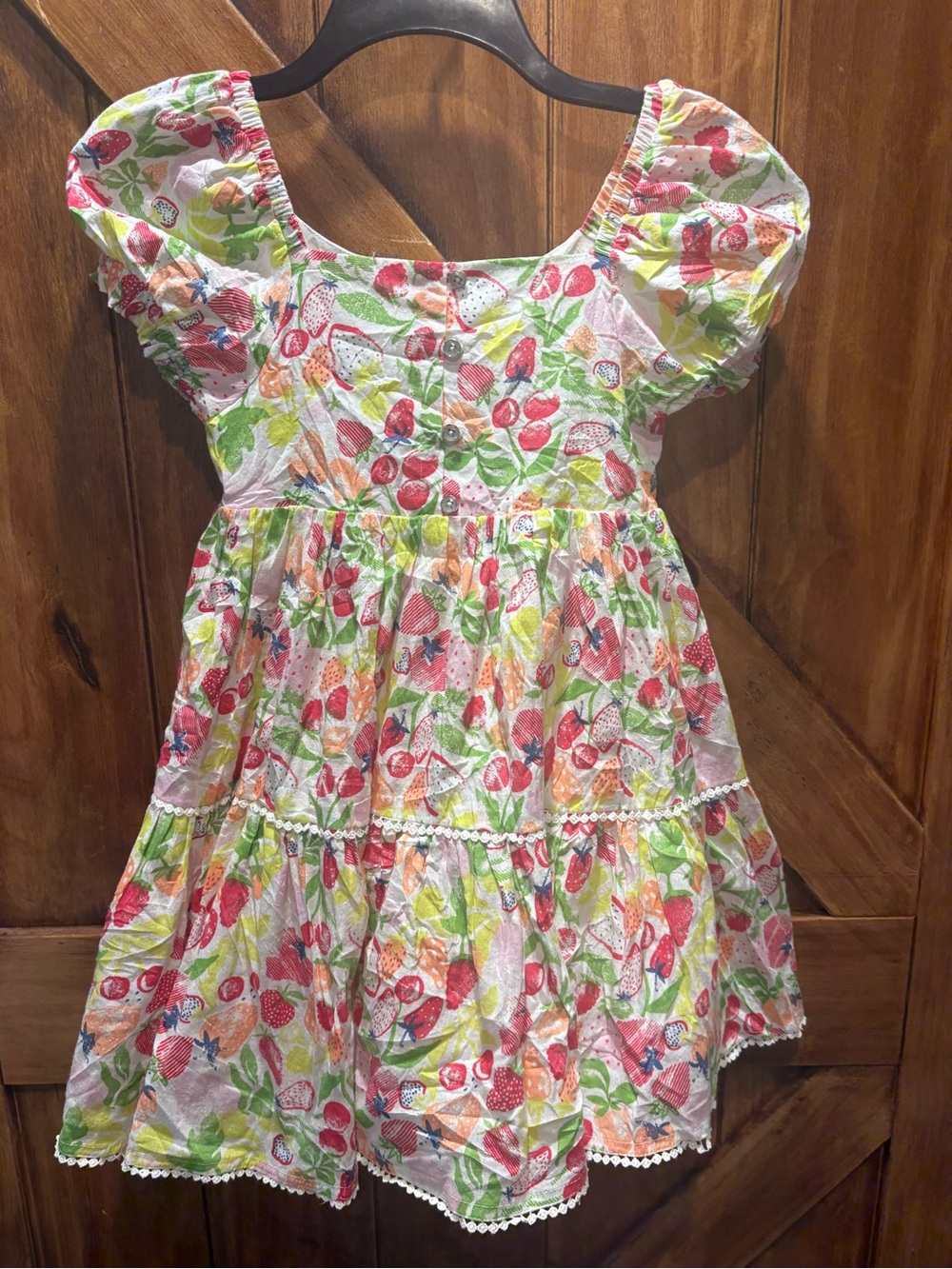 Isaac Mizrahi Girls' Floral Fruit Print Dress - Pink, Green & Orange